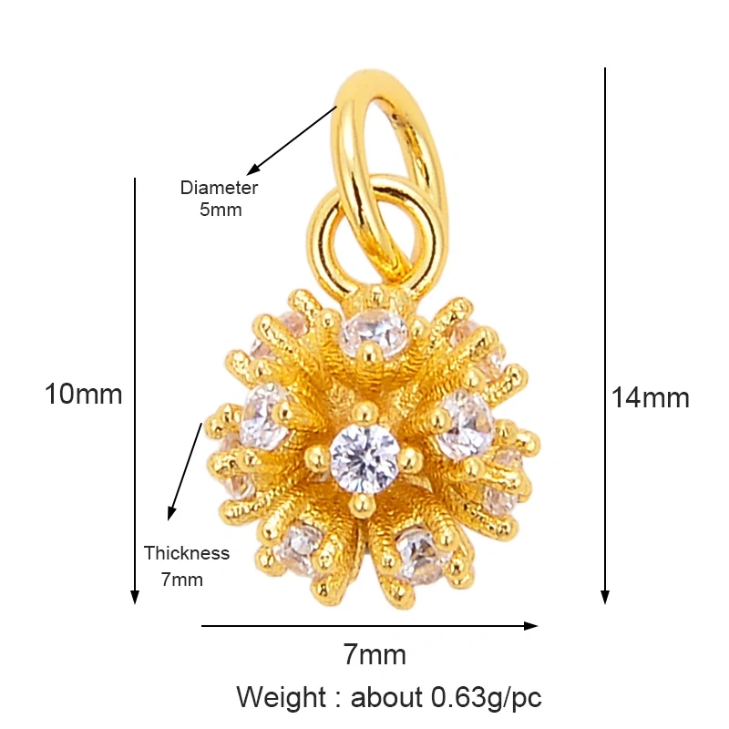 Pine Cone Lotus Coconut Tree Sun Flower Ginkgo Leaf  18K Gold Charm,Bracelet Earring Attachment  Jewelry Components Findings L44