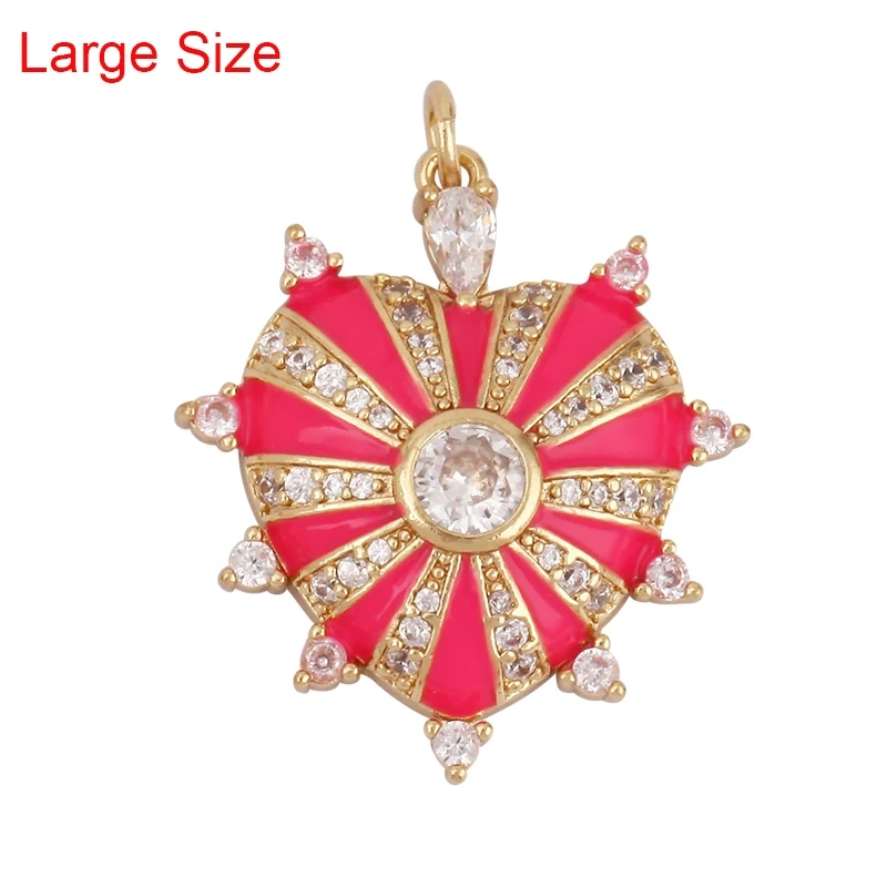 Palace Heart Enamel Charm Neon Pink Orange Turquoise Red Pendant Oil Dropped,Gold Plated Colour,Necklace Bracelet Pendant M82