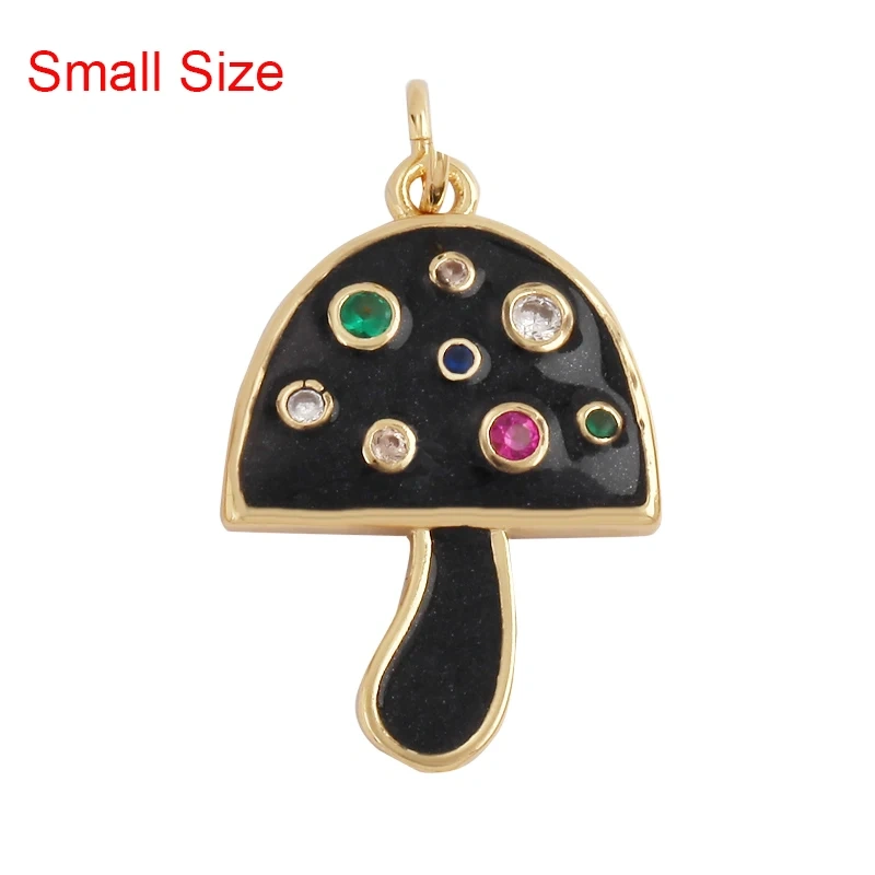 Mushroom Stripe Heart Charm Pendant, 18K Gold Plated Zircon Necklace Bracelet For Handmade Jewelry L24 M82