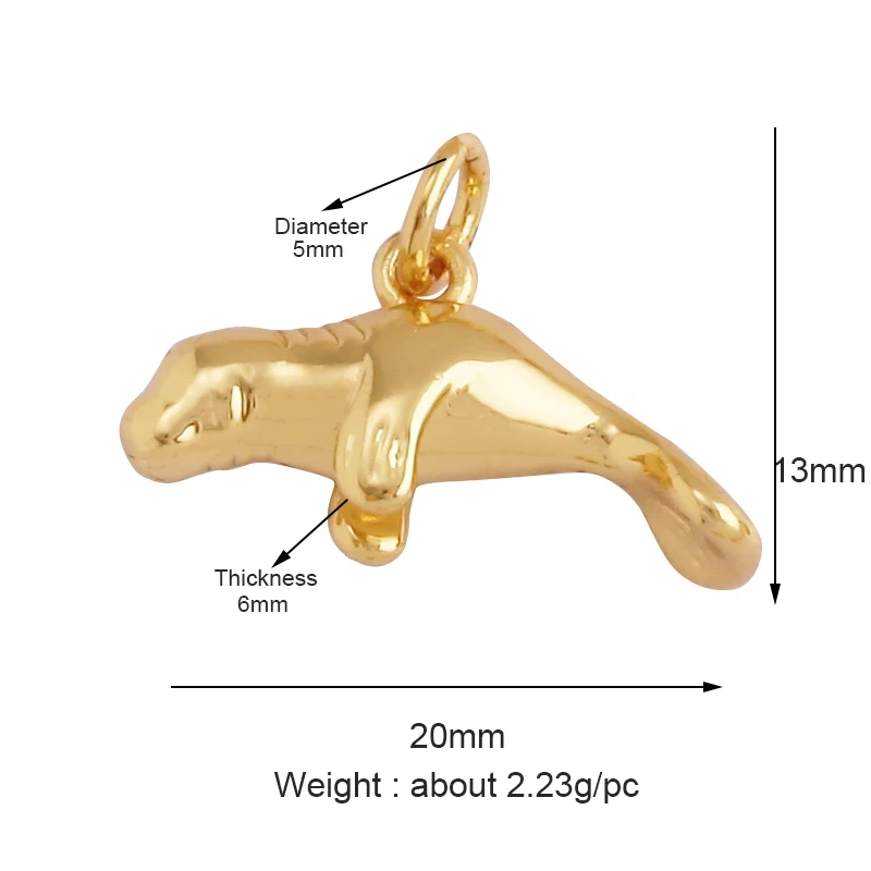 Blue Ocean Shell Animal Dolphin Tropical Fish Bone Seastar Shrimp Charm Pendant,18K Gold Plated Zircon Jewelry Findings L34