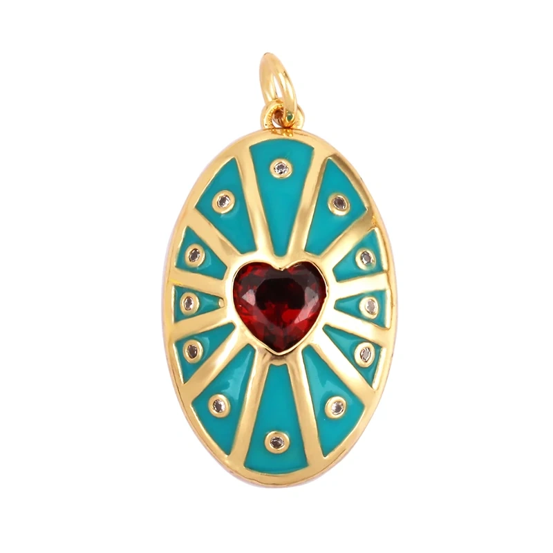 Palace Heart Enamel Charm Neon Pink Orange Turquoise Red Pendant Oil Dropped,Gold Plated Colour,Necklace Bracelet Pendant M82