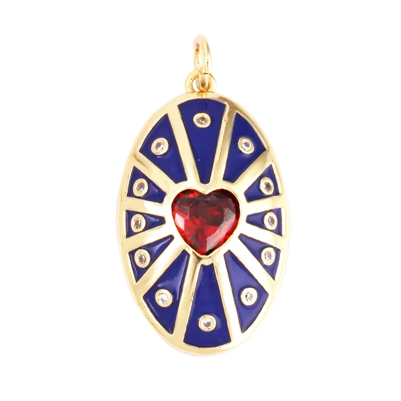 Palace Heart Enamel Charm Neon Pink Orange Turquoise Red Pendant Oil Dropped,Gold Plated Colour,Necklace Bracelet Pendant M82