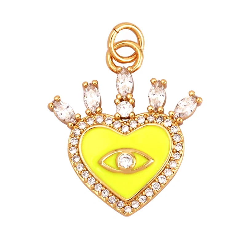 Palace Heart Enamel Charm Neon Pink Orange Turquoise Red Pendant Oil Dropped,Gold Plated Colour,Necklace Bracelet Pendant M82