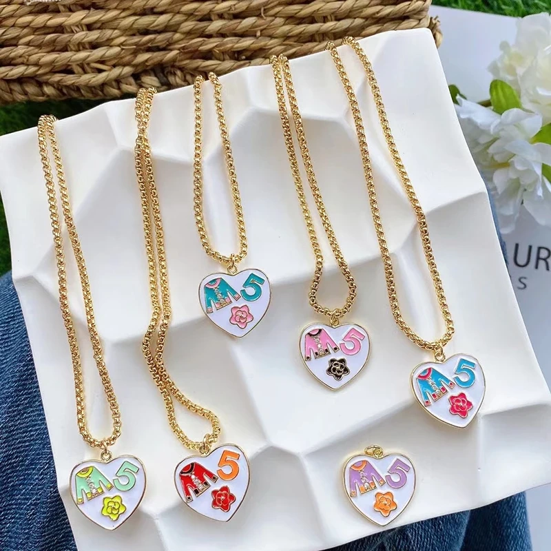 Glittery Pop Colourful Clothing Theme Heart Charms Pendant,Fashion Drop Oil Enamel Romantic Love Jewelry Necklace Accessory K10