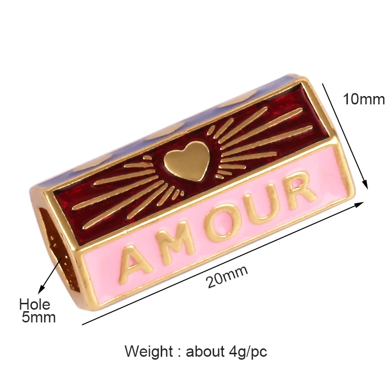 Love Amour Happy Dream Bullet hexagonal beads Tube, Spacor Enamel Metal Brass Based,Hand knotting Makding Supplies , men's bead
