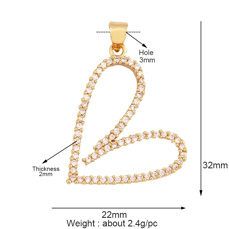 Acred Sacred Red Heart Charm Mexico Victorian Love Zircon Pendant,Christian 18K Real Gold Plated for Jewelry Making Supplies L26