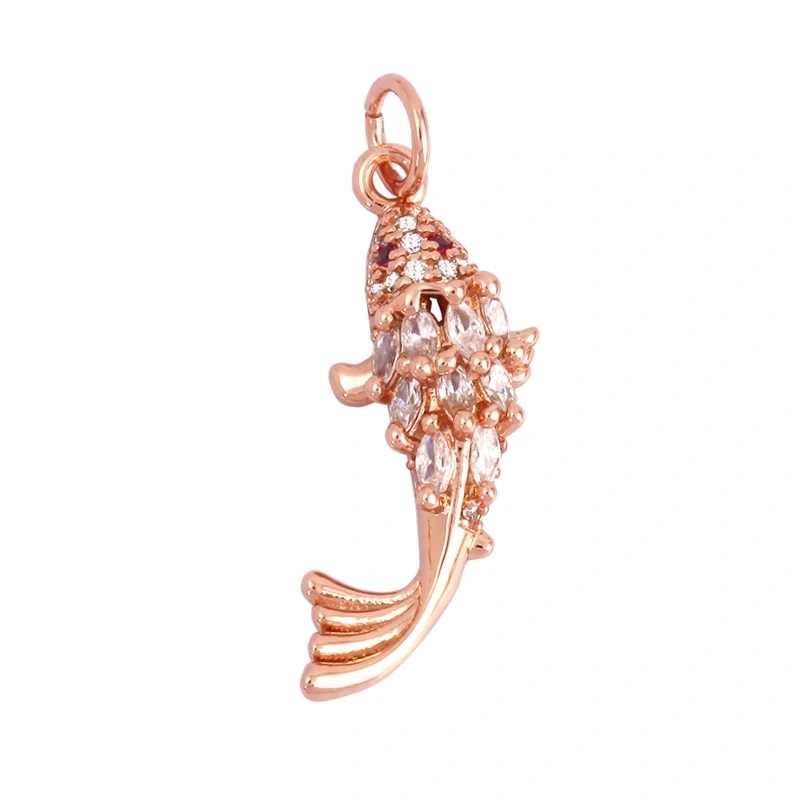 Blue Ocean Shell Animal Dolphin Tropical Fish Bone Seastar Shrimp Charm Pendant,18K Gold Plated Zircon Jewelry Findings L34