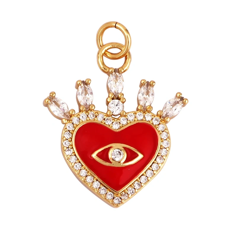Palace Heart Enamel Charm Neon Pink Orange Turquoise Red Pendant Oil Dropped,Gold Plated Colour,Necklace Bracelet Pendant M82