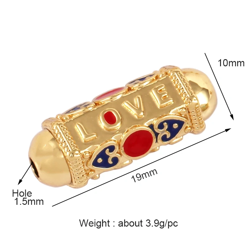 Love Amour Happy Dream Bullet hexagonal beads Tube, Spacor Enamel Metal Brass Based,Hand knotting Makding Supplies , men's bead