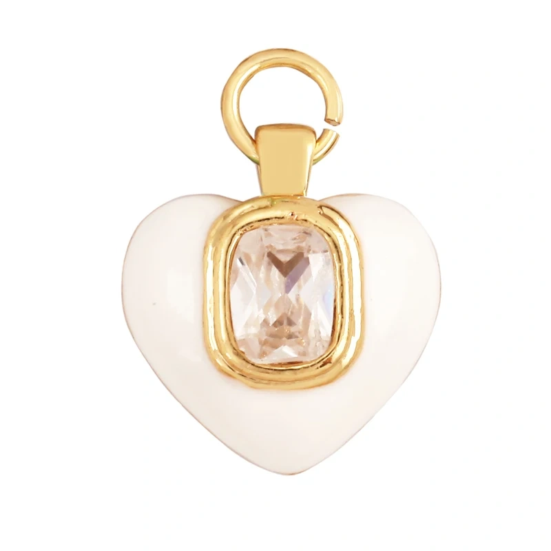 Fashion Colourful Enamel Dripping Oil Love Heart Charm Pendant,Cute 18K Gold Zircon Mix Style Jewelry Necklace Accessories L26