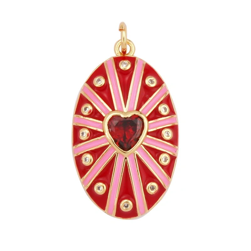 Palace Heart Enamel Charm Neon Pink Orange Turquoise Red Pendant Oil Dropped,Gold Plated Colour,Necklace Bracelet Pendant M82