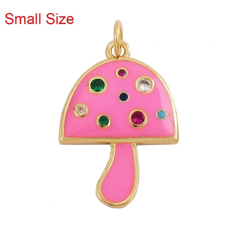 Mushroom Stripe Heart Charm Pendant, 18K Gold Plated Zircon Necklace Bracelet For Handmade Jewelry L24 M82