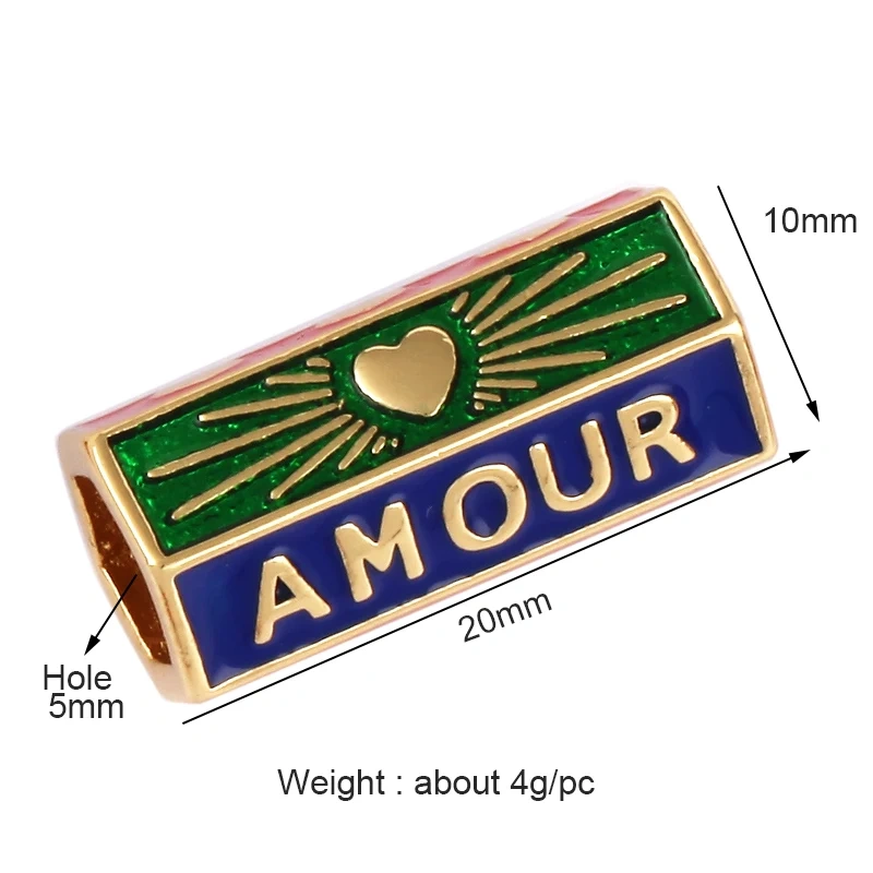 Love Amour Happy Dream Bullet hexagonal beads Tube, Spacor Enamel Metal Brass Based,Hand knotting Makding Supplies , men's bead