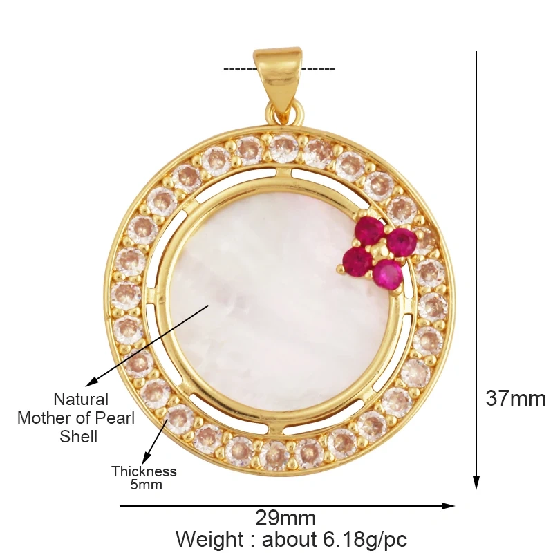 Fashion Elegant Love Heart Round Shape Natural Mother of Pearl Shell Agate Malachite Pendant Charm,DIY Necklace Accessories M30