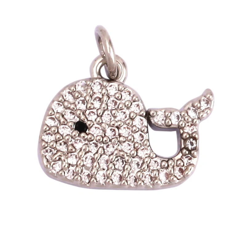 Blue Ocean Shell Animal Dolphin Tropical Fish Bone Seastar Shrimp Charm Pendant,18K Gold Plated Zircon Jewelry Findings L34