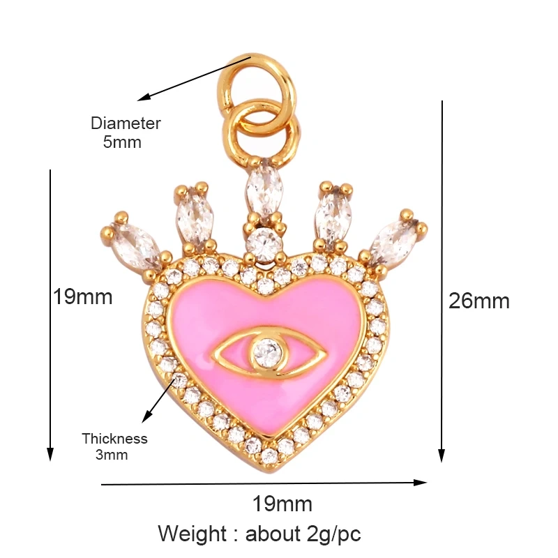 Palace Heart Enamel Charm Neon Pink Orange Turquoise Red Pendant Oil Dropped,Gold Plated Colour,Necklace Bracelet Pendant M82