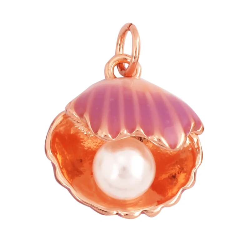 New Multicolor Enamel Pearl Scallop Starfish Seahorse Charm Necklace Pendant,Summer Beach Holiday Jewelry Components Supply L34