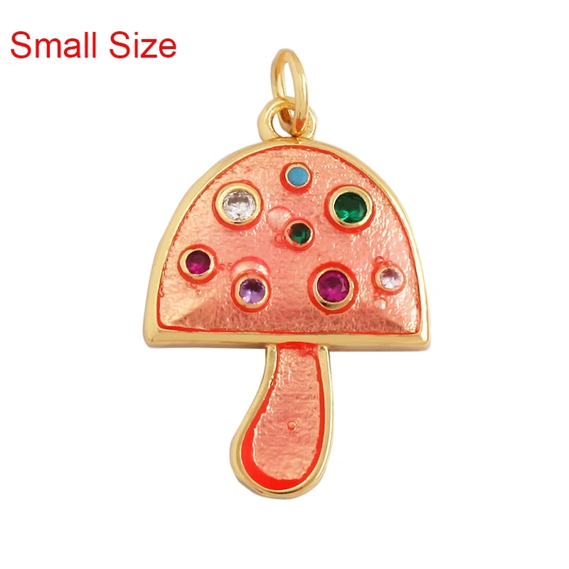 Mushroom Stripe Heart Charm Pendant, 18K Gold Plated Zircon Necklace Bracelet For Handmade Jewelry L24 M82