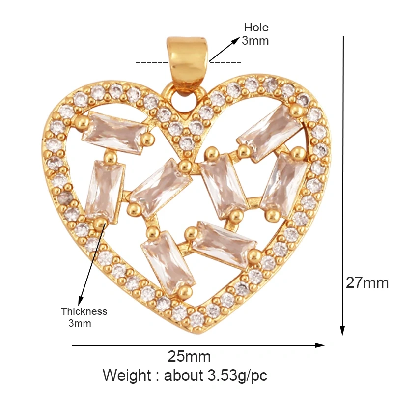 Acred Sacred Red Heart Charm Mexico Victorian Love Zircon Pendant,Christian 18K Real Gold Plated for Jewelry Making Supplies L26