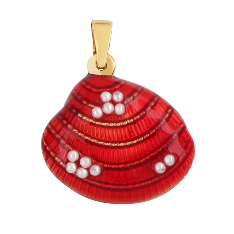 Blue Ocean Shell Animal Dolphin Tropical Fish Bone Seastar Shrimp Charm Pendant,18K Gold Plated Zircon Jewelry Findings L34