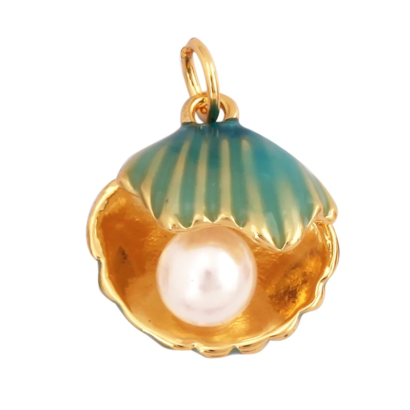 New Multicolor Enamel Pearl Scallop Starfish Seahorse Charm Necklace Pendant,Summer Beach Holiday Jewelry Components Supply L34
