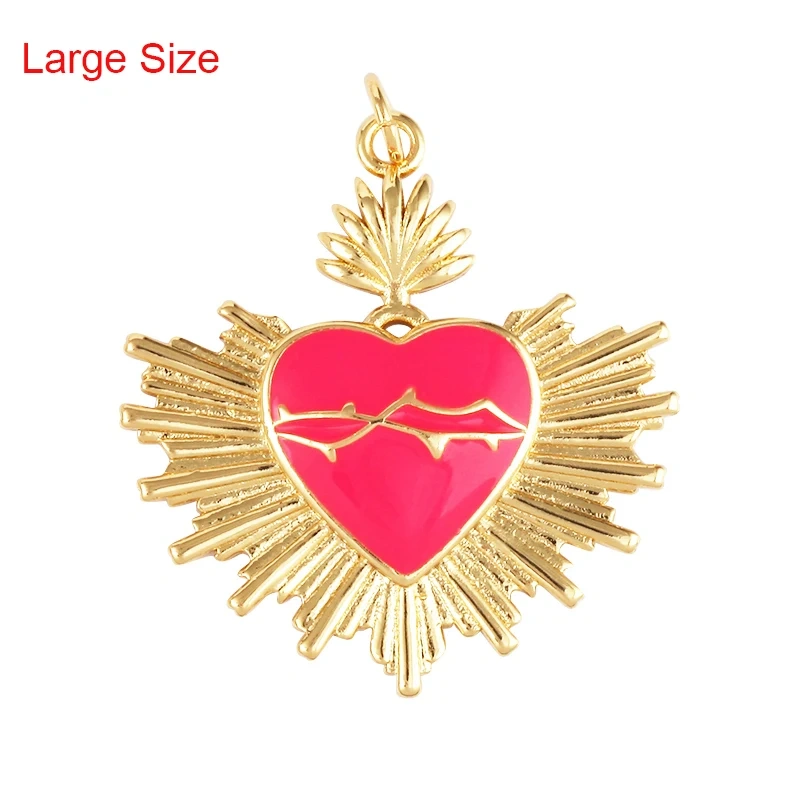 Colourful Enamel Heart Charm Neon Pink White Black Blue Pendant Oil Dropped , Real Gold Plated Colour for Necklace Bracelet K10