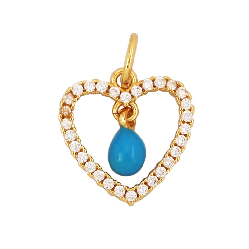 Fashion Colourful Enamel Dripping Oil Love Heart Charm Pendant,Cute 18K Gold Zircon Mix Style Jewelry Necklace Accessories L26