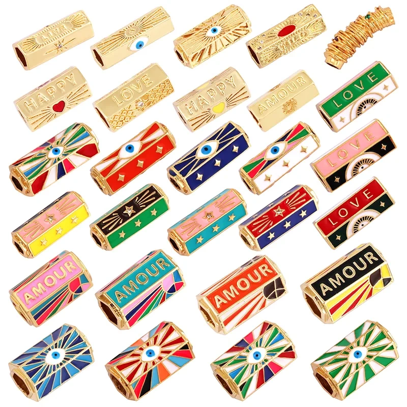 Love Amour Star Life Wild Evil Eye beads Tube, Metal Brass Based , Spacor beads , Bead knotting supplies , men's bead