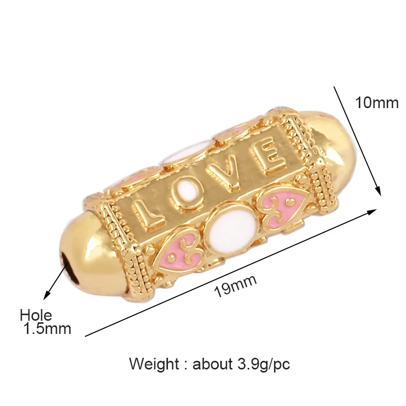 Love Amour Happy Dream Bullet hexagonal beads Tube, Spacor Enamel Metal Brass Based,Hand knotting Makding Supplies , men's bead