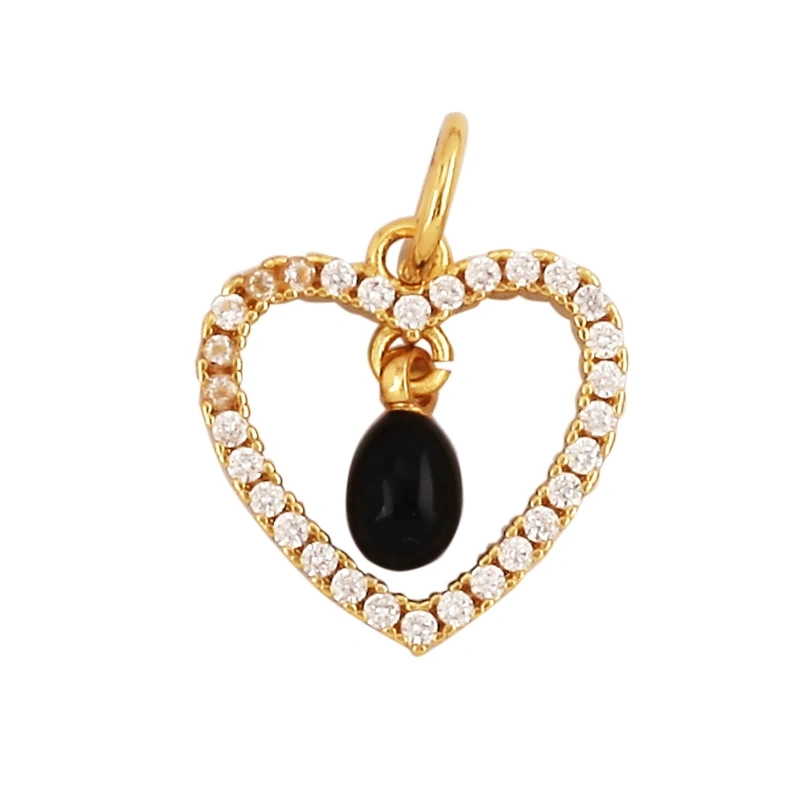 Fashion Colourful Enamel Dripping Oil Love Heart Charm Pendant,Cute 18K Gold Zircon Mix Style Jewelry Necklace Accessories L26