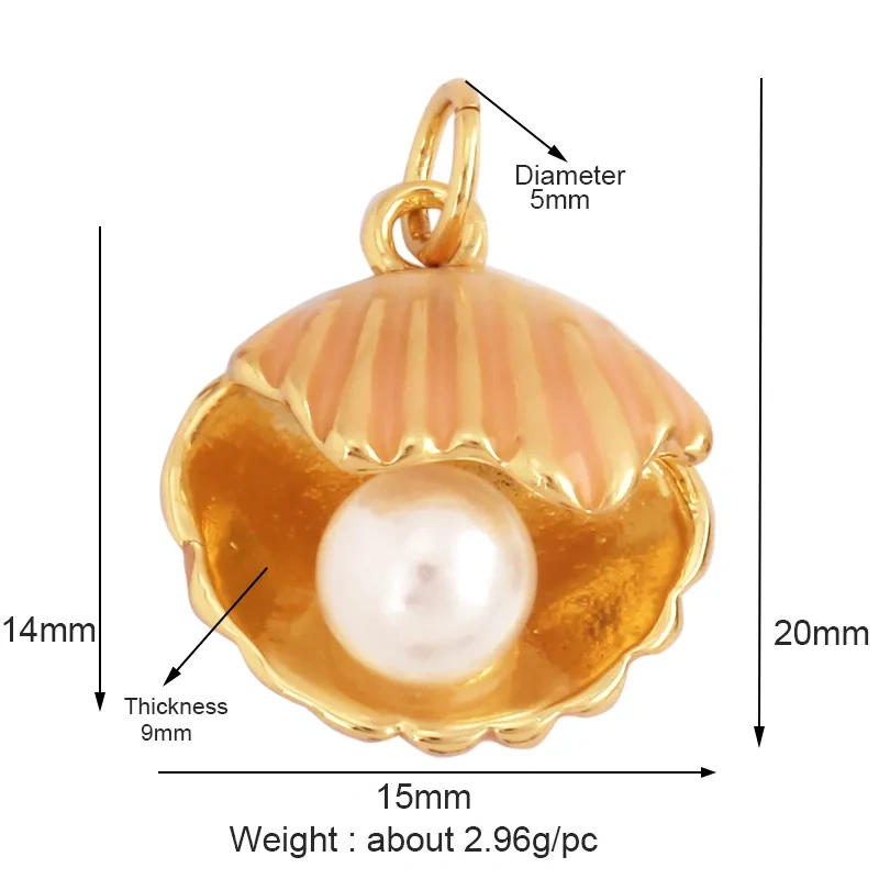 New Multicolor Enamel Pearl Scallop Starfish Seahorse Charm Necklace Pendant,Summer Beach Holiday Jewelry Components Supply L34