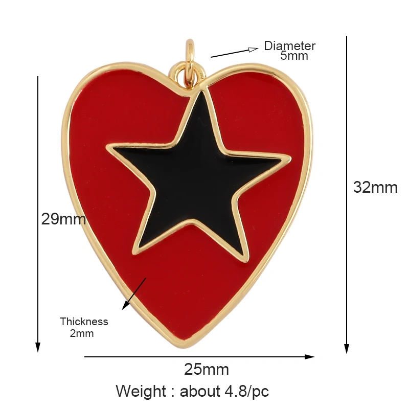 Colourful Enamel Heart Charm Neon Pink White Black Blue Pendant Oil Dropped , Real Gold Plated Colour for Necklace Bracelet K10