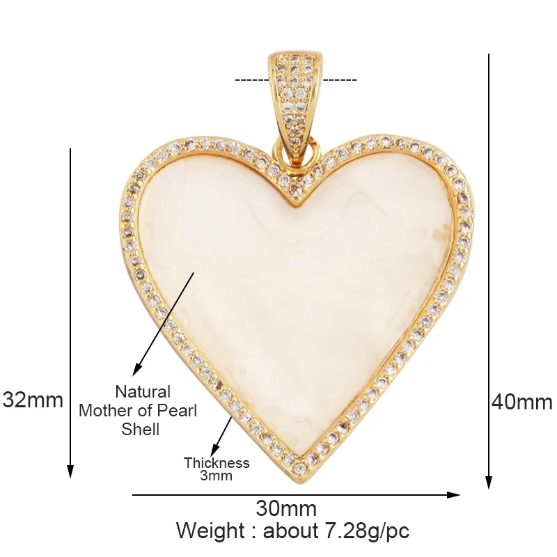 Fashion Elegant Love Heart Round Shape Natural Mother of Pearl Shell Agate Malachite Pendant Charm,DIY Necklace Accessories M30