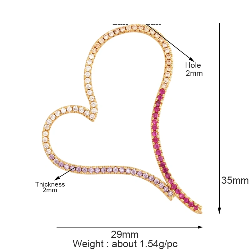 Acred Sacred Red Heart Charm Mexico Victorian Love Zircon Pendant,Christian 18K Real Gold Plated for Jewelry Making Supplies L26