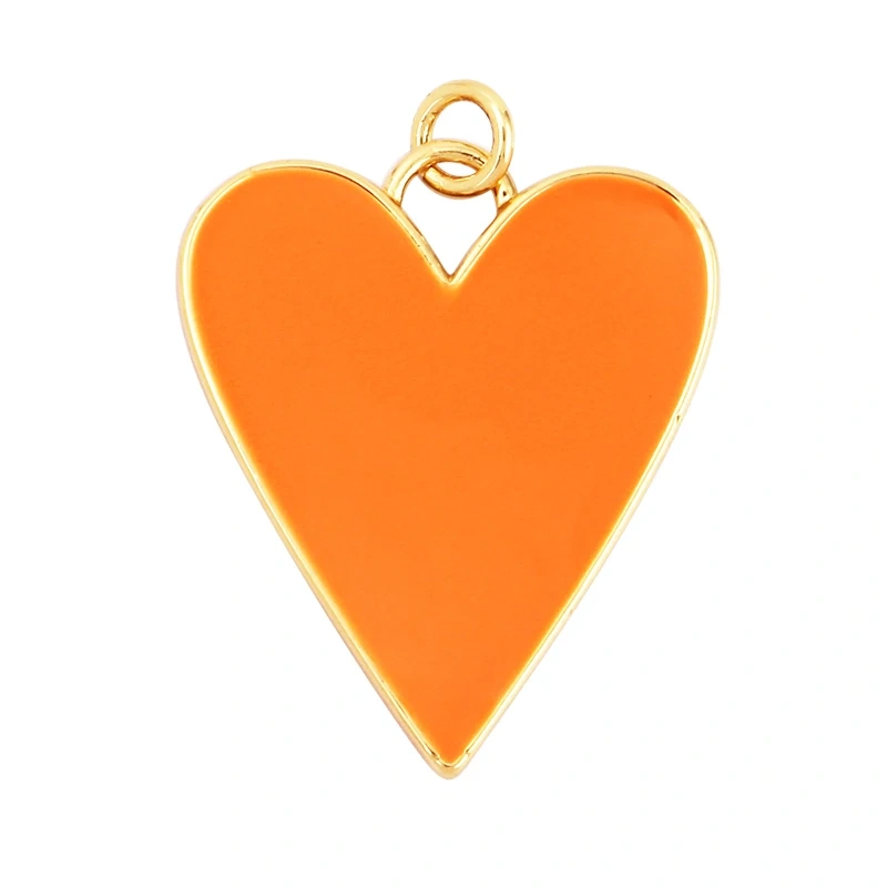 Colourful Enamel Heart Charm Neon Pink White Black Blue Pendant Oil Dropped , Real Gold Plated Colour for Necklace Bracelet K10