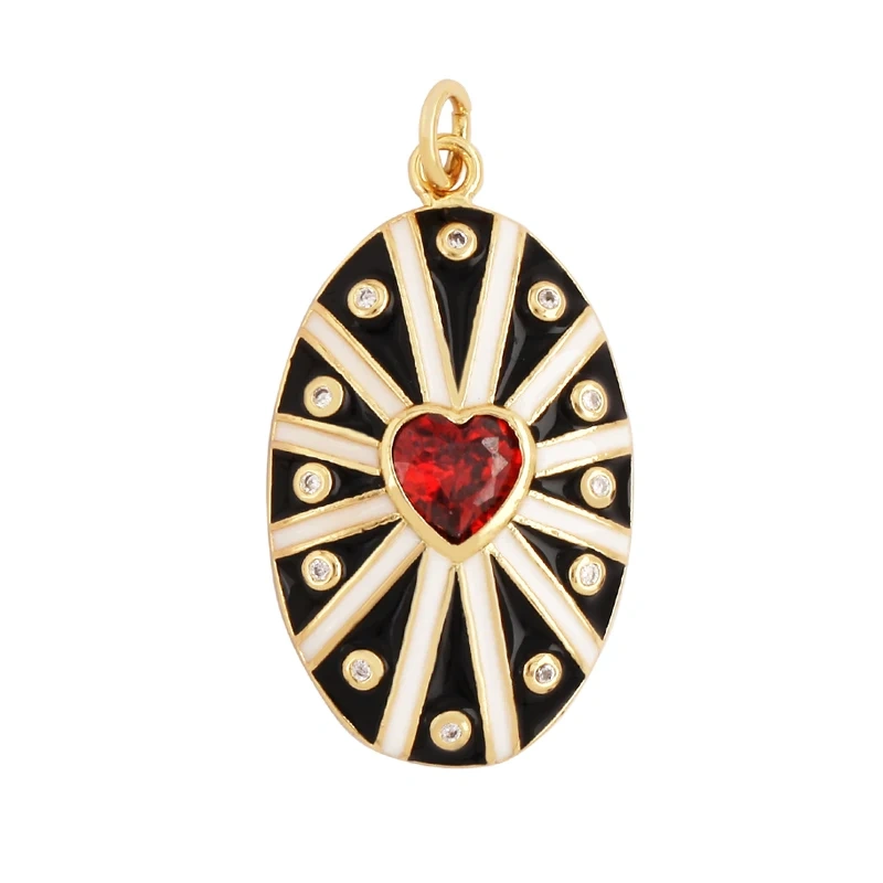 Mushroom Stripe Heart Charm Pendant, 18K Gold Plated Zircon Necklace Bracelet For Handmade Jewelry L24 M82