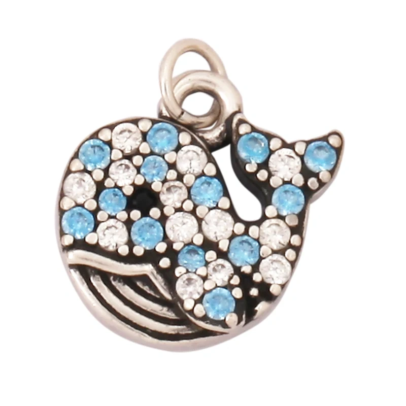 Blue Ocean Shell Animal Dolphin Tropical Fish Bone Seastar Shrimp Charm Pendant,18K Gold Plated Zircon Jewelry Findings L34