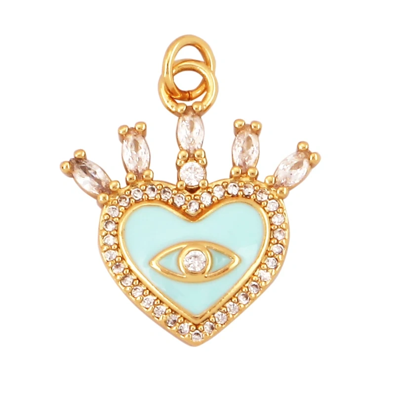 Palace Heart Enamel Charm Neon Pink Orange Turquoise Red Pendant Oil Dropped,Gold Plated Colour,Necklace Bracelet Pendant M82