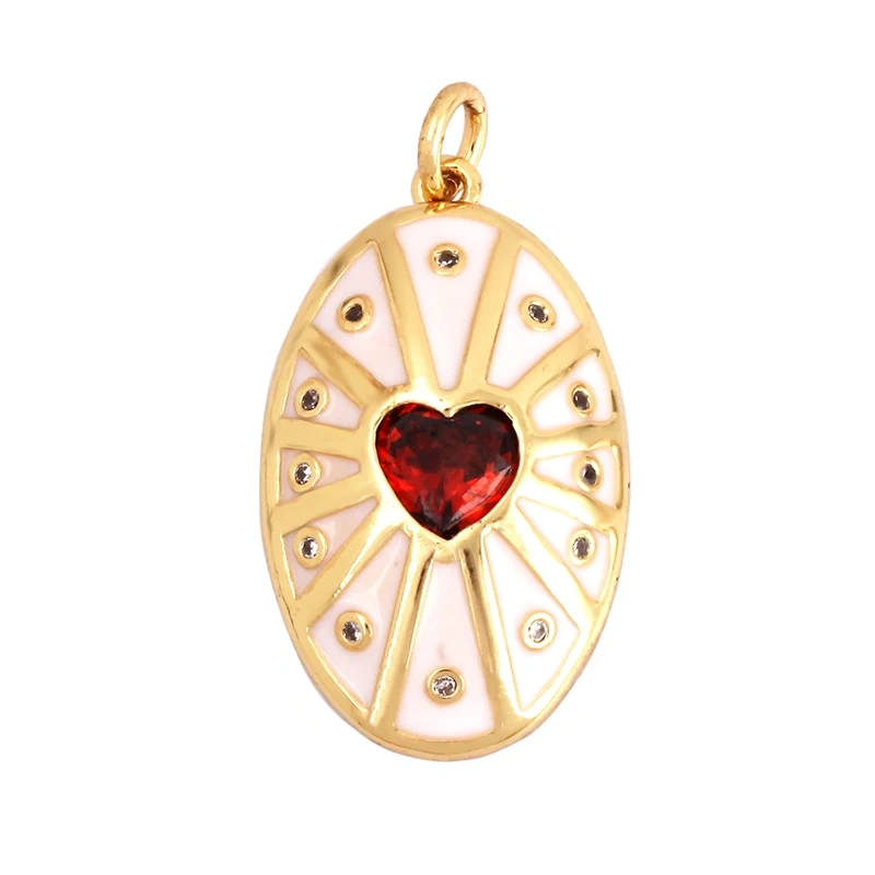 Palace Heart Enamel Charm Neon Pink Orange Turquoise Red Pendant Oil Dropped,Gold Plated Colour,Necklace Bracelet Pendant M82
