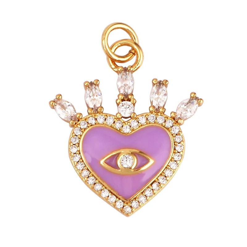 Palace Heart Enamel Charm Neon Pink Orange Turquoise Red Pendant Oil Dropped,Gold Plated Colour,Necklace Bracelet Pendant M82