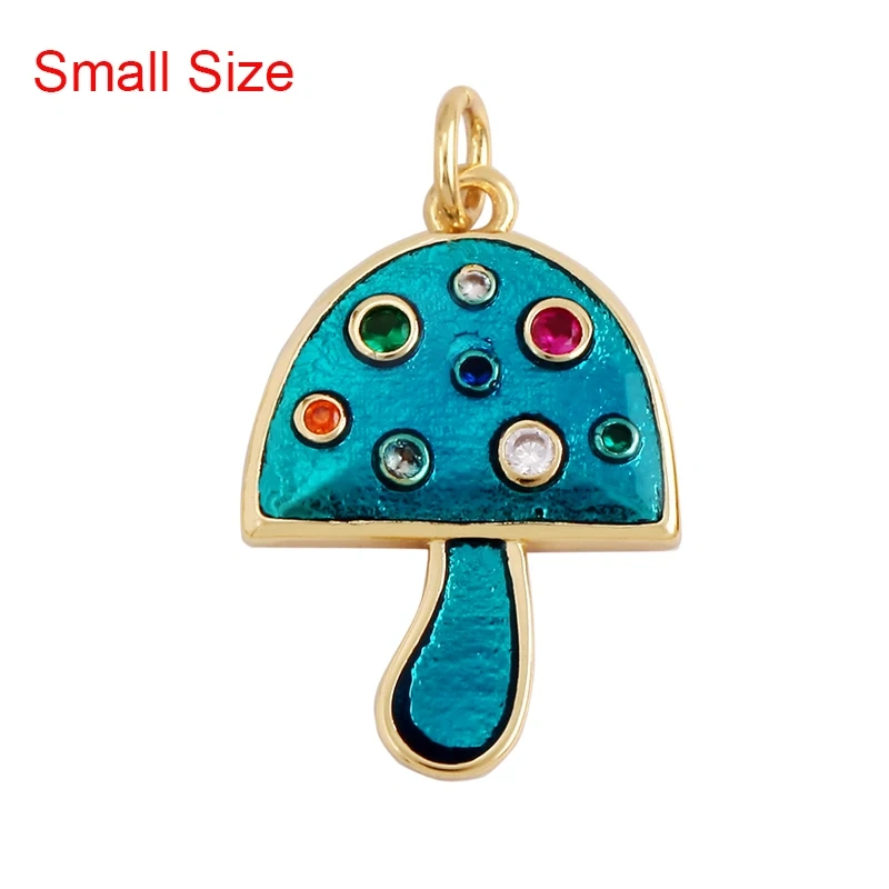Mushroom Stripe Heart Charm Pendant, 18K Gold Plated Zircon Necklace Bracelet For Handmade Jewelry L24 M82