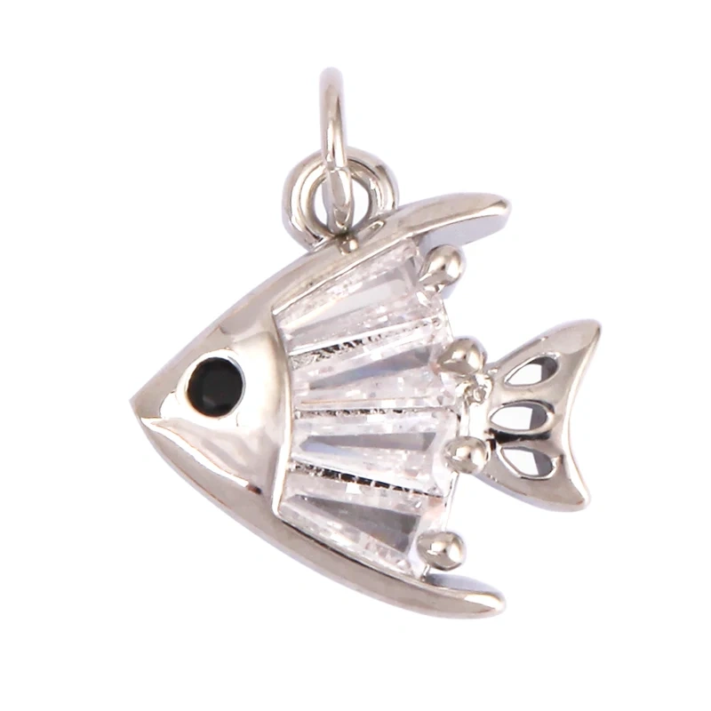 Blue Ocean Shell Animal Dolphin Tropical Fish Bone Seastar Shrimp Charm Pendant,18K Gold Plated Zircon Jewelry Findings L34