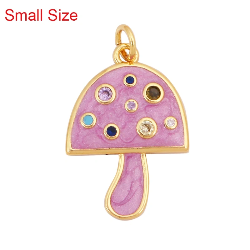 Mushroom Stripe Heart Charm Pendant, 18K Gold Plated Zircon Necklace Bracelet For Handmade Jewelry L24 M82