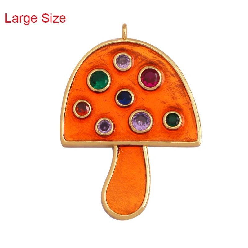 Mushroom Stripe Heart Charm Pendant, 18K Gold Plated Zircon Necklace Bracelet For Handmade Jewelry L24 M82