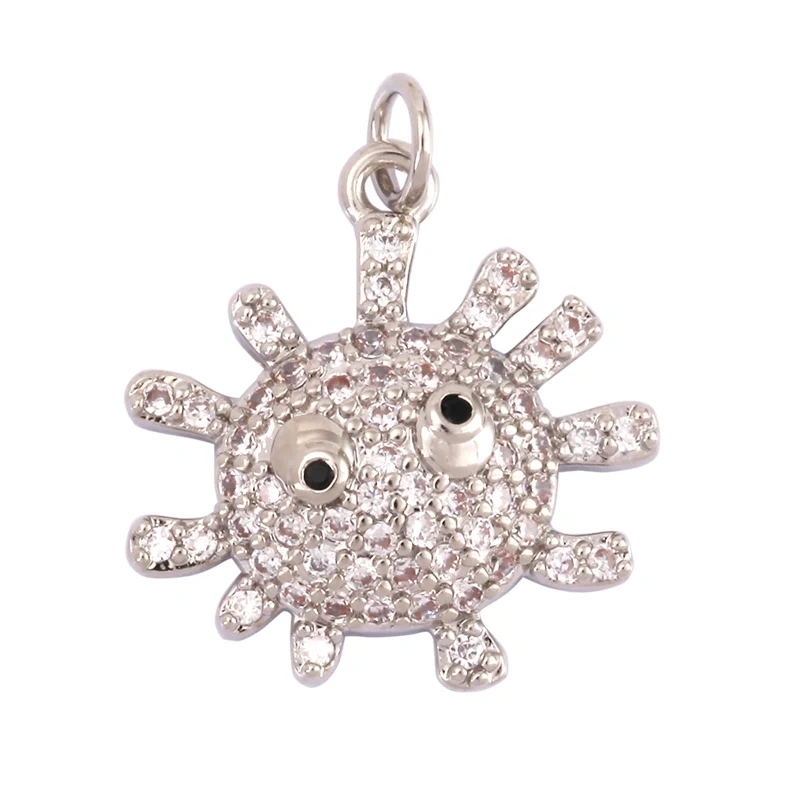 Blue Ocean Shell Animal Dolphin Tropical Fish Bone Seastar Shrimp Charm Pendant,18K Gold Plated Zircon Jewelry Findings L34