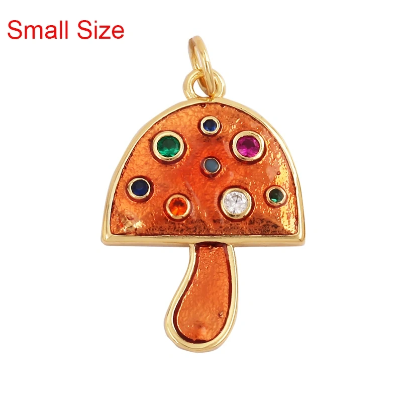 Mushroom Stripe Heart Charm Pendant, 18K Gold Plated Zircon Necklace Bracelet For Handmade Jewelry L24 M82