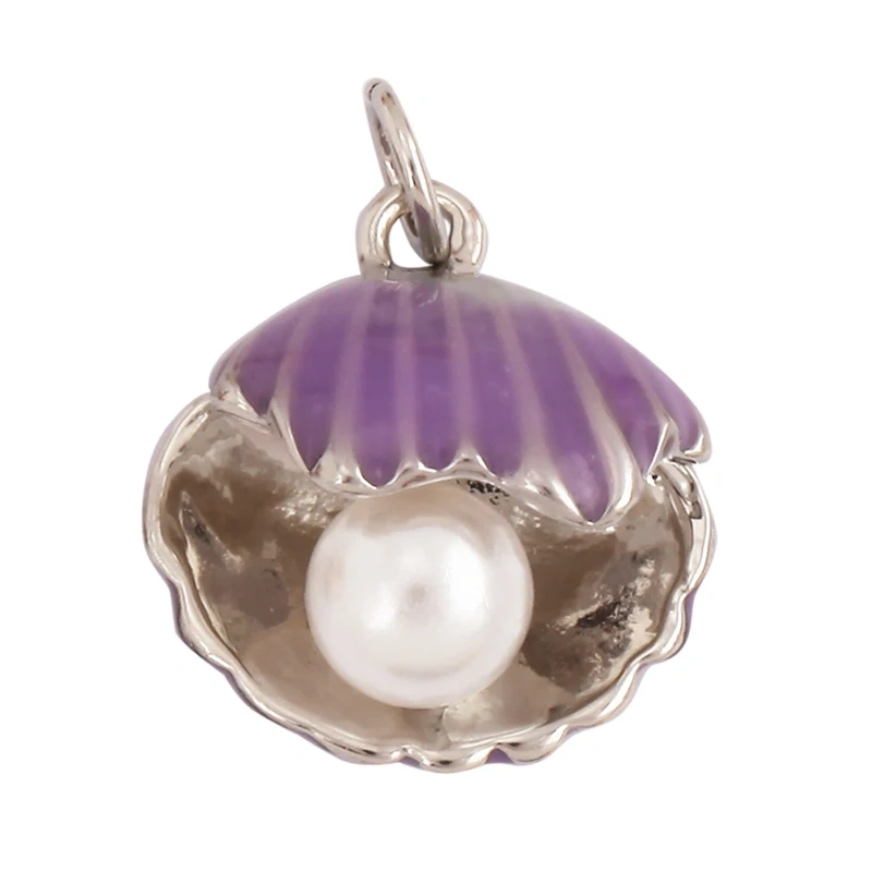 New Multicolor Enamel Pearl Scallop Starfish Seahorse Charm Necklace Pendant,Summer Beach Holiday Jewelry Components Supply L34