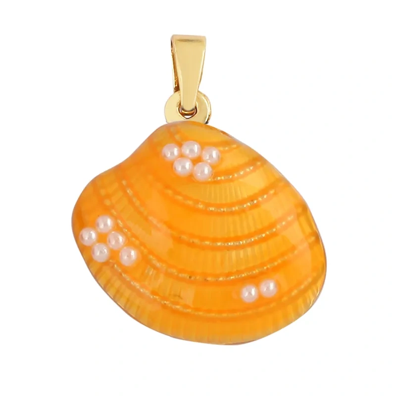Blue Ocean Shell Animal Dolphin Tropical Fish Bone Seastar Shrimp Charm Pendant,18K Gold Plated Zircon Jewelry Findings L34