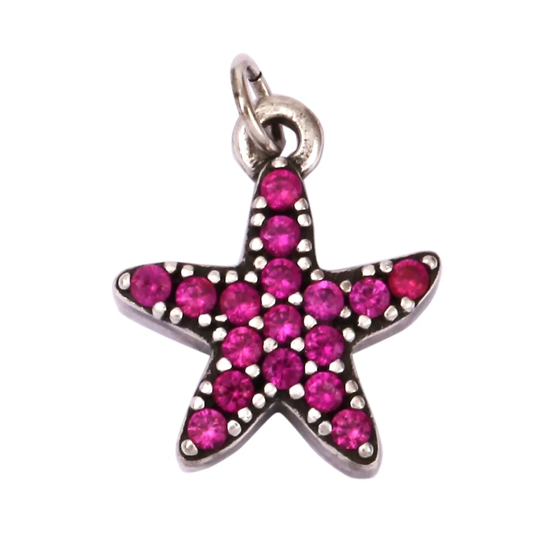 Blue Ocean Shell Animal Dolphin Tropical Fish Bone Seastar Shrimp Charm Pendant,18K Gold Plated Zircon Jewelry Findings L34