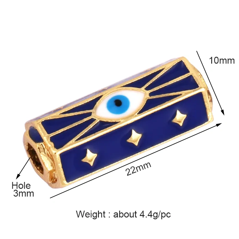 Love Amour Star Life Wild Evil Eye beads Tube, Metal Brass Based , Spacor beads , Bead knotting supplies , men's bead